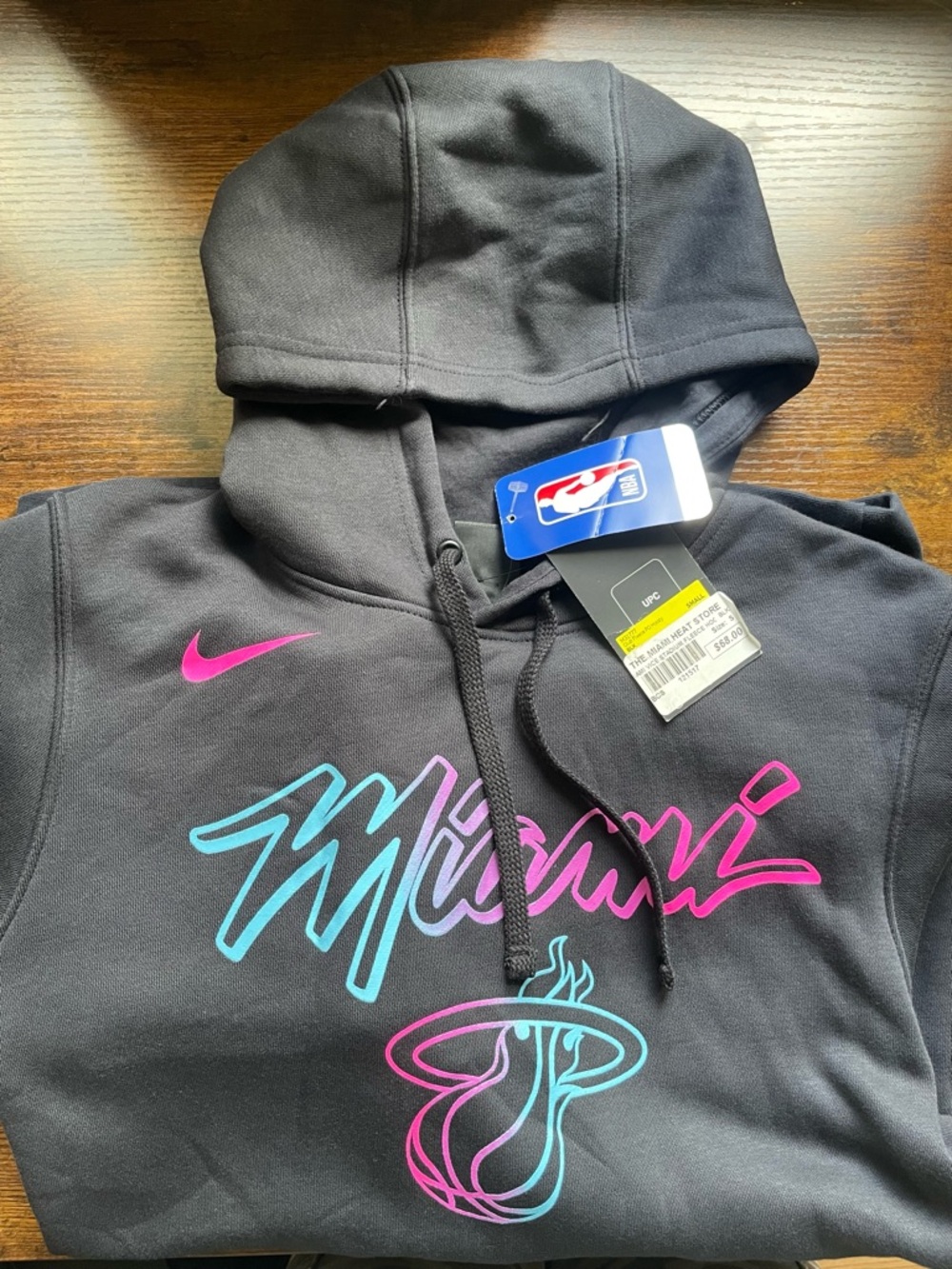 Nike Black Hoodie with Teal & Pink Miami Graphics